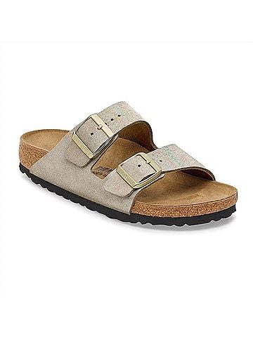 Birkenstock Women's Arizona Sandal in Taupe Suede Shimmering (view 1)