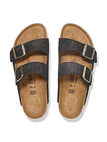 Birkenstock Women's Arizona Sandal in Black Suede Shimmering (view 2)