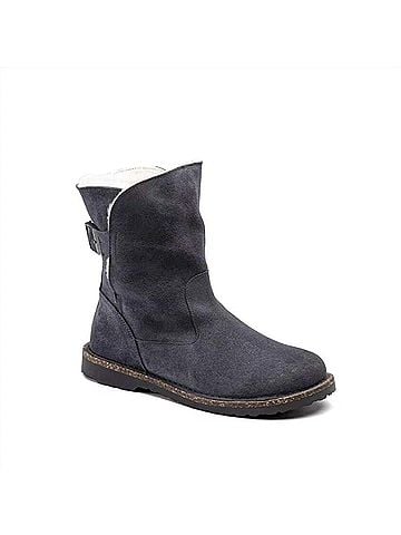 Birkenstock Women's Uppsala Shearling Suede-Leather Boot in Graphite/Natural (view 2)