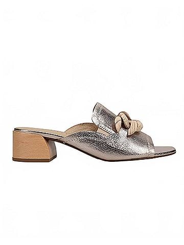 VANELi Women's Cannia Open-Toe Leather Mules in Shell Grained Metallic (view 1)