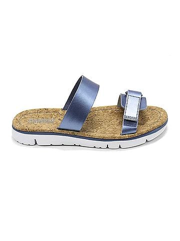 Camper Women's Oruga Slide Sandal in Blue Metallic (view 1)