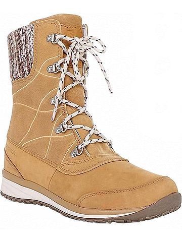 Salomon Women's Hime Mid Ltr Cswp Boots in Beige Ltr/Beige Ltr/Bordeaux (view 2)