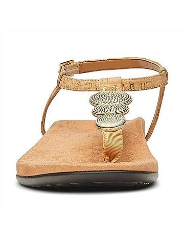 Vionic Women's Lizbeth Sandals in Gold Cork (view 2)