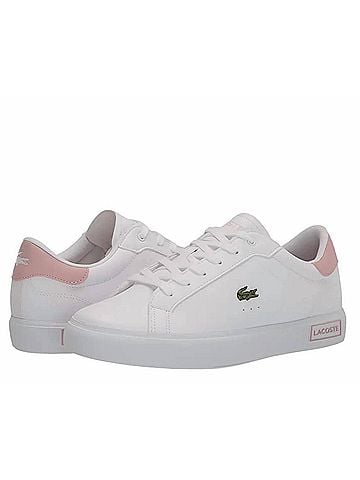 Lacoste Girl's Powercourt 0721 1 Suc Shoes 13 Mo in White/Light Pink (view 2)