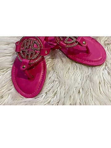 Pierre Dumas Women's Rhinestone Medallion Sandals in Hot Pink (view 2)