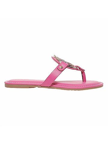 Pierre Dumas Women's Rhinestone Medallion Sandals in Hot Pink (view 1)