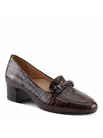 Spring Step Women's Enda Shoes in Brown Croco Patent (view 1)