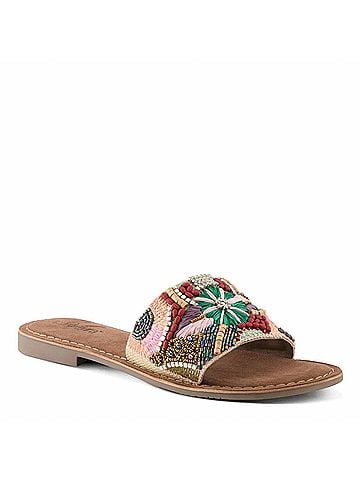 Spring Step Women's Sugarplum Beaded Sandals in Green Multi (view 1)