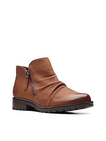 Clarks Women's Clarkwell Zip Boots in Dark Tan Leather (view 2)