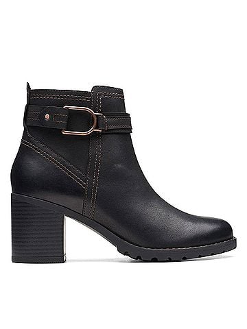 Clarks Women's Leda Strap Boots in Black Leather (view 1)