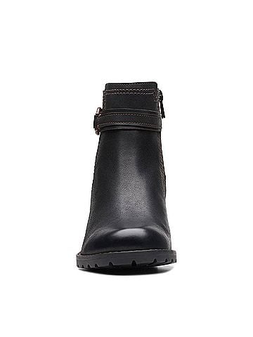 Clarks Women's Leda Strap Boots in Black Leather (view 2)