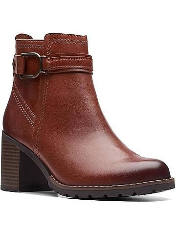 Clarks Women's Leda Strap Boots in Mahogany Leather (view 1)