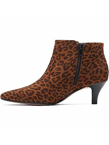 Clarks Women's Linvale Judith Heeled Ankle Boots in Leopard Print (view 2)