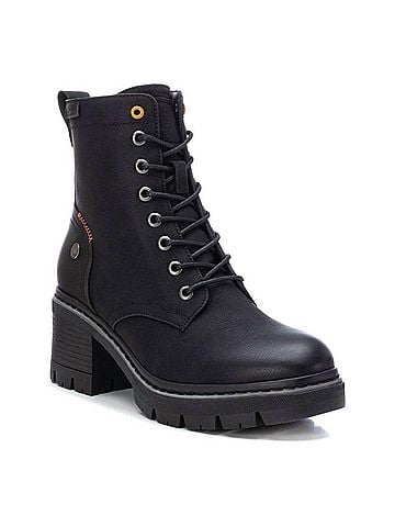 XTI Women's Lace-Up Heeled Booties in Black (view 1)