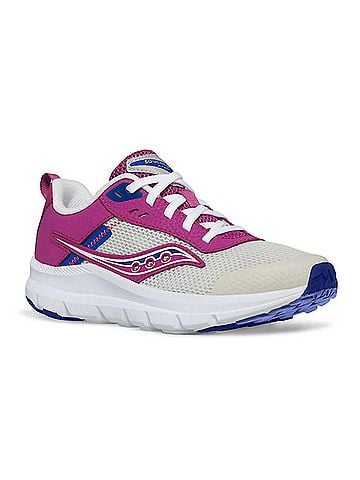 Saucony Big Kid's Axon Kdz Sneaker in Grey/Magenta (view 1)