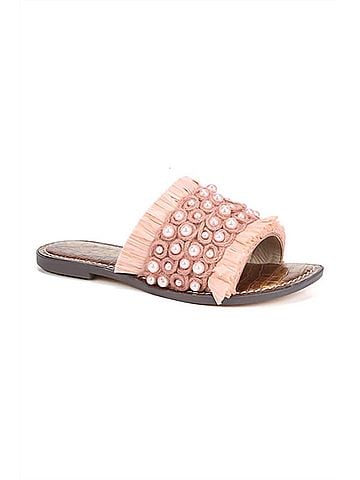 Sam Edelman Women's Guthrie Raffia Slide Sandal in Rose (view 1)