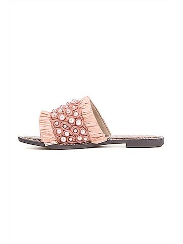 Sam Edelman Women's Guthrie Raffia Slide Sandal in Rose (view 2)