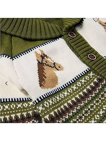 Janie and Jack Kid's Heritage Rider Shawl Cardigan in Green (view 2)