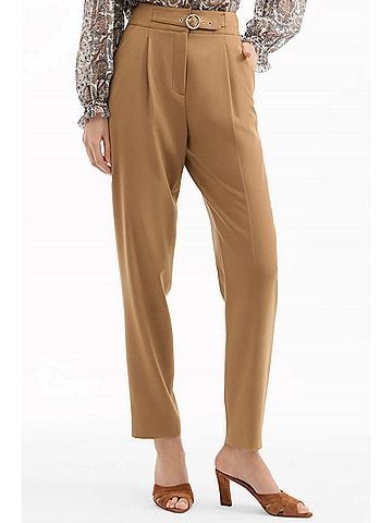 Veronica Beard Wisteria Cropped High-Waisted Belted Pant in Hazelnut (view 2)