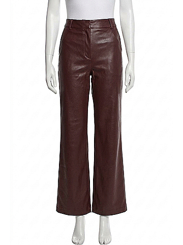 Lyssé Vegan Leather Wide Leg Pants in Deep Burgundy (view 1)