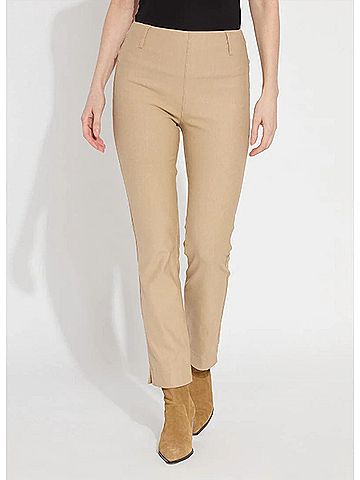 Lyssé Coated Denim Straight Leg Pants in Nutshell (view 2)
