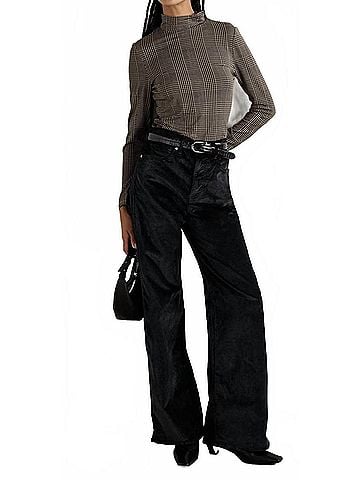 Veronica Beard High Rise Wide Leg Velvet Pants in Noir (view 2)