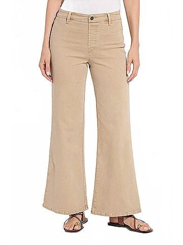 Lyssé Iris Wide Leg Everyday Denim Pants in Asutex Desert Khaki (view 2)