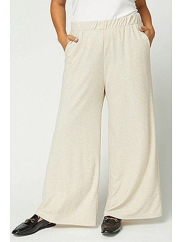 Entro Plus Wide Leg Pants in Oatmeal (view 2)