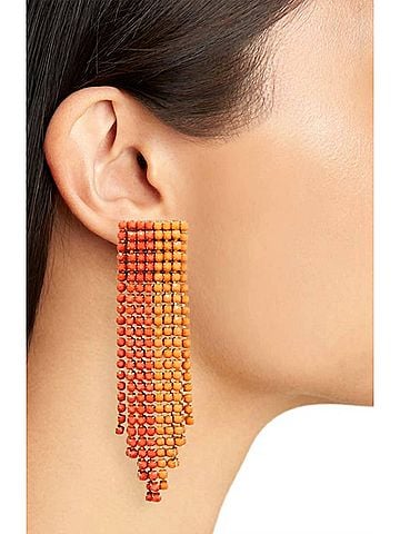 Deepa Gurnani Women's Brass Glass Thread Rayla Earrings in Orange (view 2)