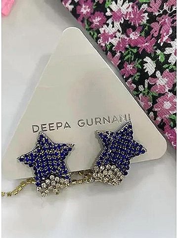 Deepa Gurnani Evren Earring in Cobalt (view 2)