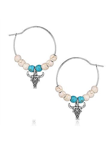 Montana Silversmiths Women's Skies Beaded Hoop Earrings in Ivory/ Turquoise (view 1)