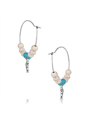 Montana Silversmiths Women's Skies Beaded Hoop Earrings in Ivory/ Turquoise (view 2)