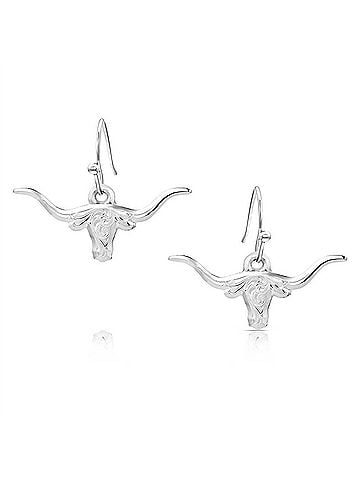 Montana Silversmiths Women's Out West Longhorn Earrings in Silver (view 1)
