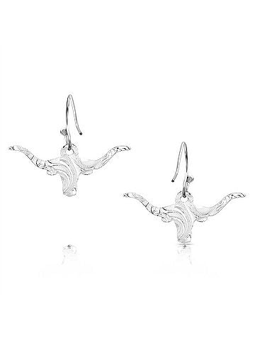 Montana Silversmiths Women's Out West Longhorn Earrings in Silver (view 2)