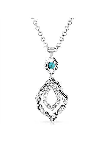 Montana Silversmiths Women's Twisted In Time Crystal Necklace in Turquoise (view 1)