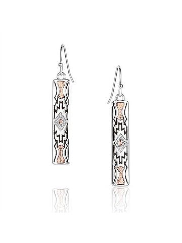 Montana Silversmiths Women's Golden Horizon Bar Earrings in Rose Gold And Black (view 1)