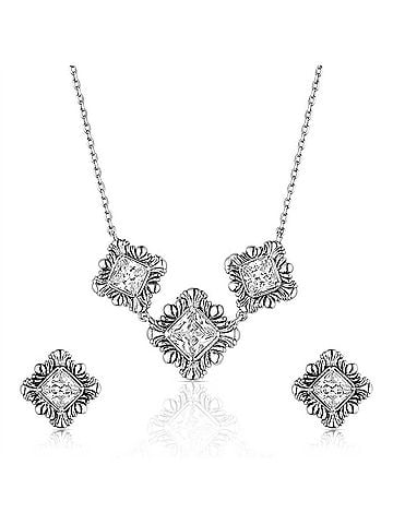Montana Silversmiths Women's Square Dance Jewelry Set in Silver (view 1)