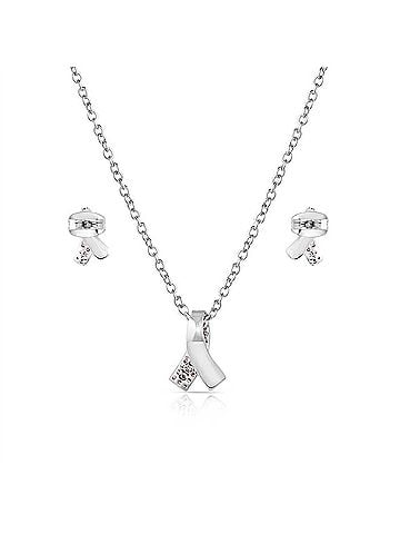 Montana Silversmiths Women's Hope And Strength Ribbon Jewelry Set in Silver (view 2)