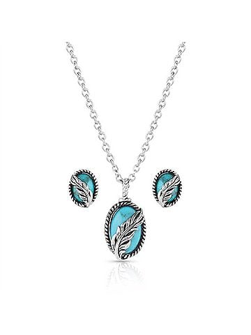Montana Silversmiths Women's World's Feather Jewelry Set in Turquoise (view 1)