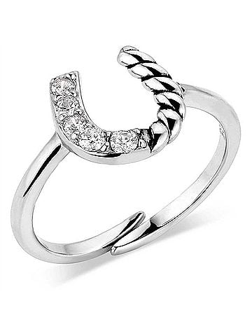 Montana Silversmiths Women's Roping Luck Crystal Ring in Silver (view 1)