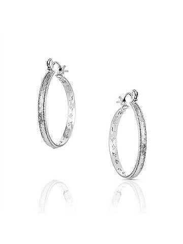 Montana Silversmiths Women's Rustic Serenity Hoop Earrings in Silver (view 1)