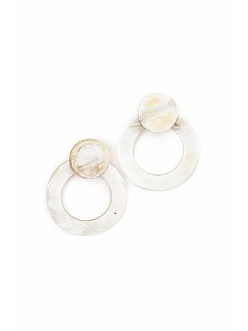 sunshine tienda Women's Double Circle Earrings in Beige (view 1)