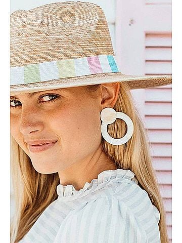 sunshine tienda Women's Double Circle Earrings in Beige (view 2)