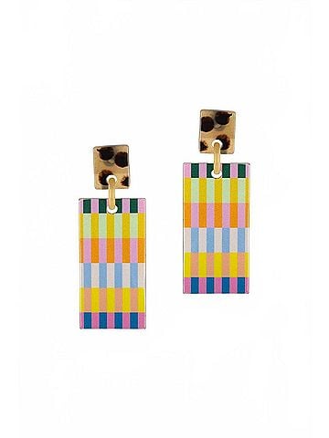 sunshine tienda Women's Hazel Stripe Cabana Earrings in Multi (view 1)