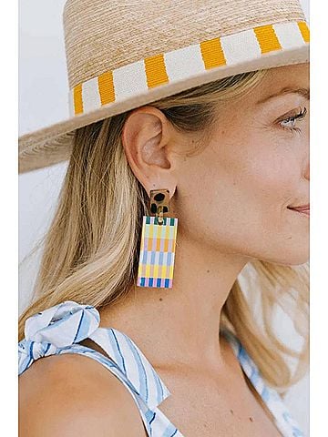 sunshine tienda Women's Hazel Stripe Cabana Earrings in Multi (view 2)