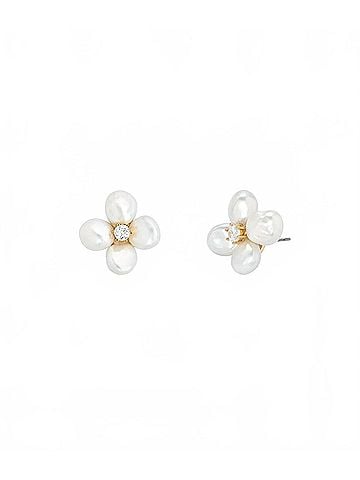 Shashi Flower Earrings in Pearl (view 1)