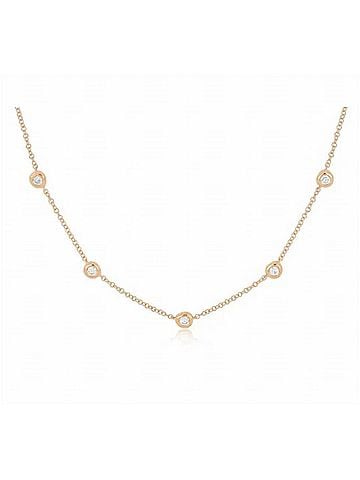 EF Collection Women's 5 Diamond Pillow Necklace in Gold (view 1)