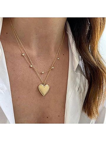 EF Collection Women's 5 Diamond Pillow Necklace in Gold (view 2)