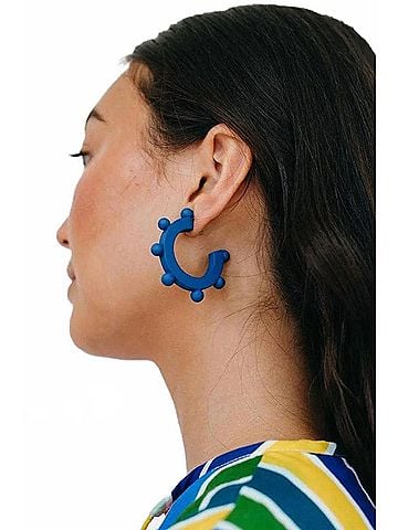 sunshine tienda Women's Bead Hoops in Navy (view 2)