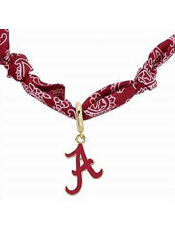 Canvas Women's Alabama Crimson Tide Bandana Scarf Necklace With Logo Pendant in Red (view 2)
